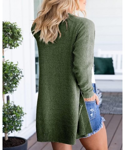 Women's Cardigan Sweaters Open Front Long Sweater Knitted Coat with Pockets Olive $20.68 Sweaters