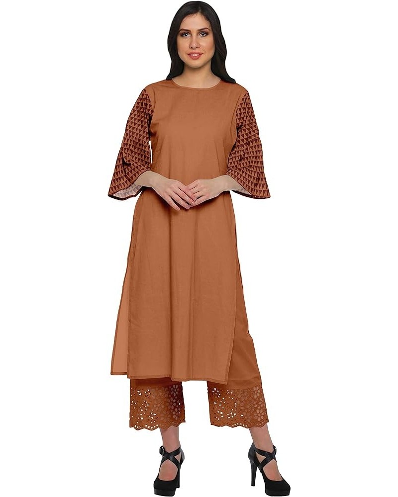 Two Piece Palazzo Kurta Set Printed Women Ethnic Wear Indian Outfit Orange $31.79 Tops