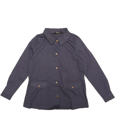 Women's Utility Jackets Drawstring Waist 2024 Spring Flap Pockets Lightweight Jacket Deep Gray Blue $20.68 Jackets