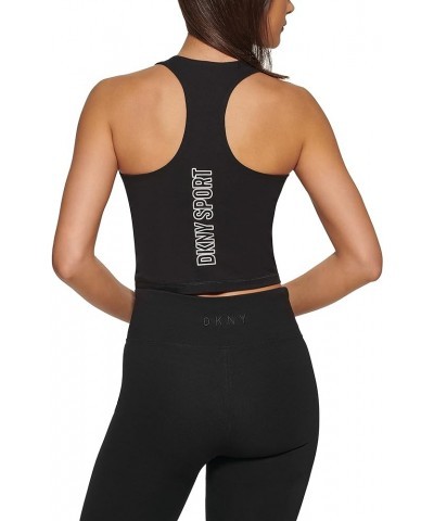 Sport Women's Performance Support Yoga Running Bra Black Metallic Logo High Neck Cropped Tank W/ Built-in Bra $12.77 Lingerie