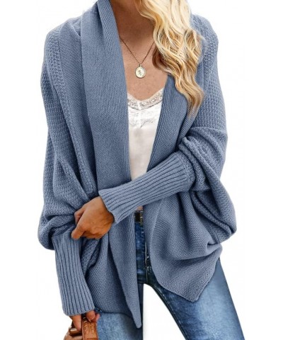 Women's Kimono Batwing Cable Knitted Slouchy Oversized Wrap Cardigan Sweater Z-1-blue $27.25 Sweaters