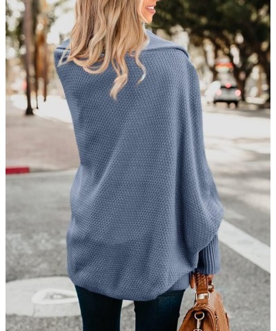 Women's Kimono Batwing Cable Knitted Slouchy Oversized Wrap Cardigan Sweater Z-1-blue $27.25 Sweaters