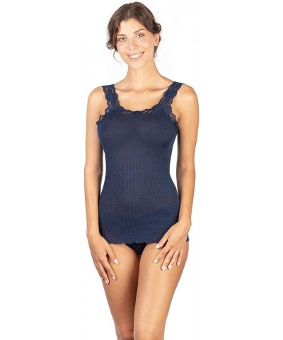 ® Luxury Wool Silk Lace Trim Tank Top. Proudly Made in Italy. Bleu $30.79 Tanks