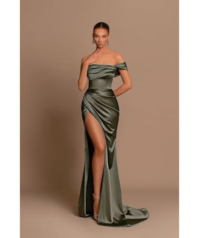 Silk Satin Bridesmaid Dresses One Shoulder Mermaid Prom Dress Ruched Formal Party Dress with Slit Peacock $34.44 Dresses