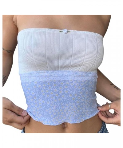 Tube Tops for Women Y2k Lace Sheer Strapless Sexy Crop Bandeau Sleeveless Backless Cute Shirts Going Out Clothing White Knit ...