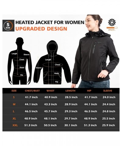 Heated Jacket for Women, Electric Heating Warm Coat with 7.4V 5500mah Battery Black $45.89 Jackets