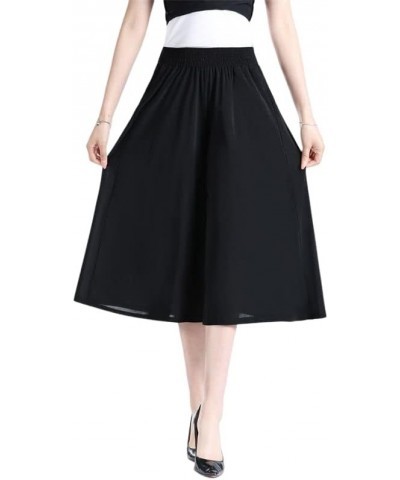 Culottes for Women - Gaucho Pants for Women Wide Leg Chiffon Culottes Knee Length with High Elasticated Waist (H) F $10.07 Pants