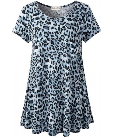 Plus Size Tops for Women Short Sleeve Shirts Casual Summer Clothes Round Neck Tunics for Leggings A-leopard11 $15.36 Tops