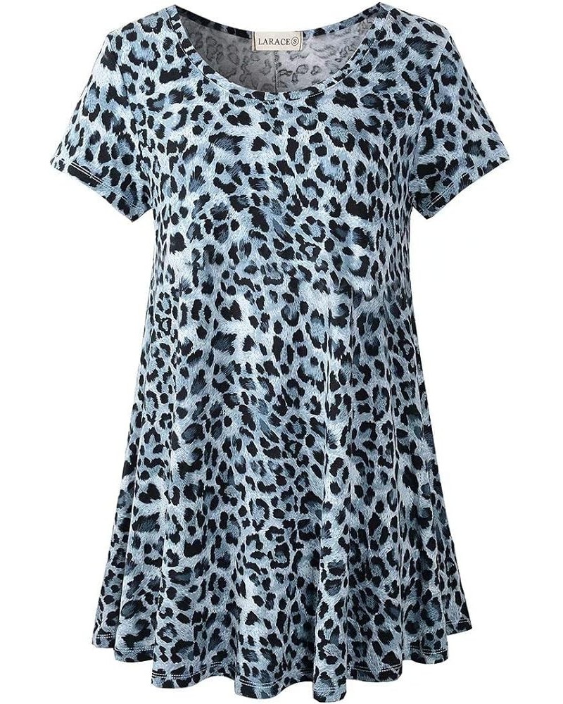 Plus Size Tops for Women Short Sleeve Shirts Casual Summer Clothes Round Neck Tunics for Leggings A-leopard11 $15.36 Tops