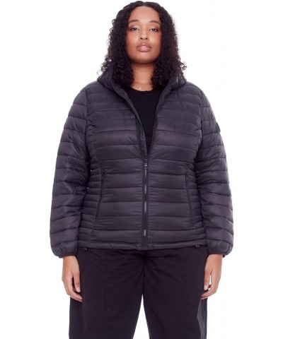 Women’s Vegan Down Packable Puffer - Lightweight, Weather-Resistant Jacket With Hood For Women with Carry Bag Black (Plus Siz...