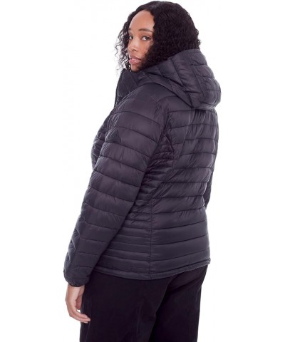 Women’s Vegan Down Packable Puffer - Lightweight, Weather-Resistant Jacket With Hood For Women with Carry Bag Black (Plus Siz...