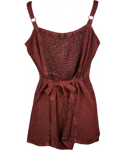 Women's Sleeveless Embroidered Boho Chic Summer Fashion Tank Top Blouse Regular Plus Size 2X 3X Burgundy - 410 $21.57 Tanks