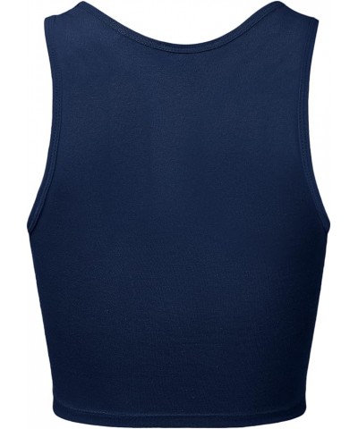 Women Sleeveless Camisole Crop Tank Top Racerback High Halter Neck Classic Shirt 911-true Navy $10.17 Activewear