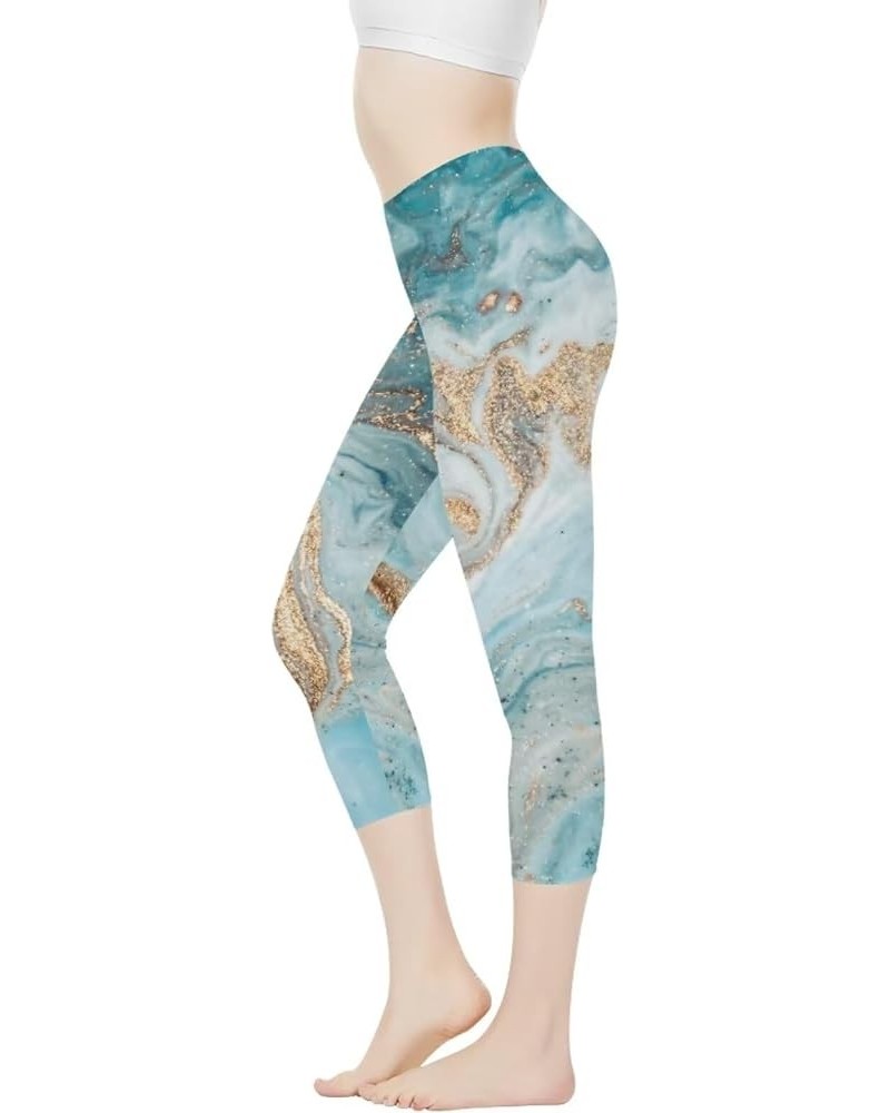 Womens Yoga Pants High Waist Stretch Workout Running Leggings Tummy Control Seamless Capri Sweatpants Marble Print $12.25 Act...