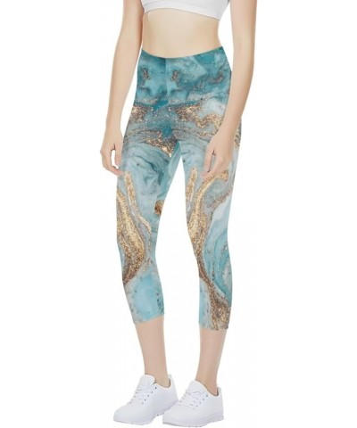 Womens Yoga Pants High Waist Stretch Workout Running Leggings Tummy Control Seamless Capri Sweatpants Marble Print $12.25 Act...