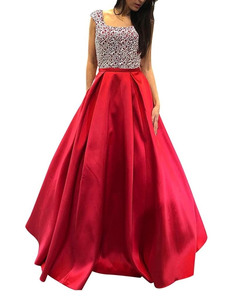 Women Sleeveless V Neck Wedding Dress Elegant Party Evening Slim Maxi Dresses Party Dress Red-3 $19.40 Dresses