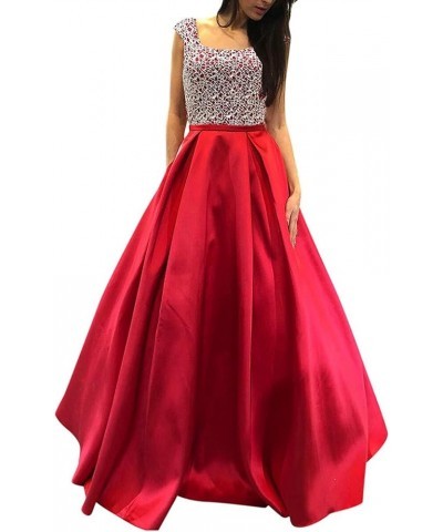 Women Sleeveless V Neck Wedding Dress Elegant Party Evening Slim Maxi Dresses Party Dress Red-3 $19.40 Dresses