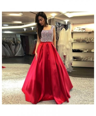 Women Sleeveless V Neck Wedding Dress Elegant Party Evening Slim Maxi Dresses Party Dress Red-3 $19.40 Dresses