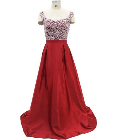 Women Sleeveless V Neck Wedding Dress Elegant Party Evening Slim Maxi Dresses Party Dress Red-3 $19.40 Dresses