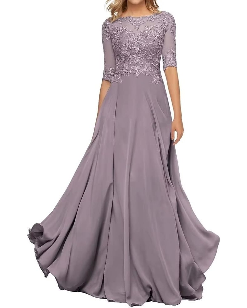 Women's Mother of The Bride Dresses for Wedding with Sleeves Long Lace Applique Formal Evening Gown Mauve $38.71 Dresses