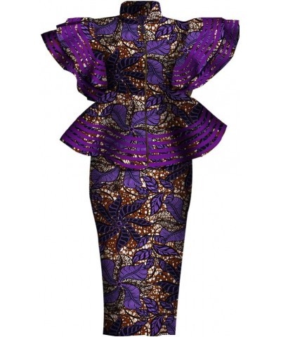 Women African Dresses Clothing Dashiki Bazin Riche Dress Women Skirt Set Print Ankara Zipper Top Color_15 $33.53 Dresses