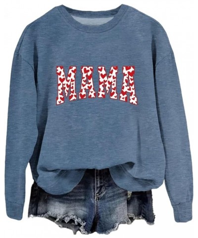 Valentines Mama Sweatshirt,Valentines Women Tops,Trendy Valentines Day Casual Pullover Valentines Day Mimi Shirt Zdu1-blue $1...