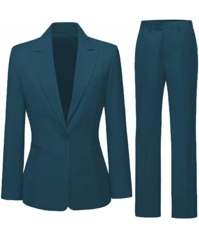 Blazer and Pants Set Women 2 Piece Tuxedo Suit Office Business Women Pant Suits Teal $35.11 Suits