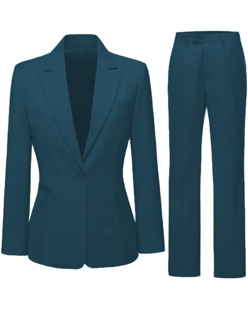 Blazer and Pants Set Women 2 Piece Tuxedo Suit Office Business Women Pant Suits Teal $35.11 Suits