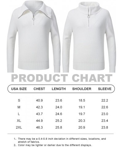 Womens Half Zip Sweaters V-Neck Collar Ribbed Knitted Slouchy Pullover Tops White $14.49 Sweaters