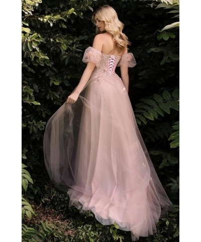 Glitter Tulle Prom Dresses with Sleeves 2023 Off Shoulder Sweetheart 3D Flowers Evening Party Gowns with Slit Coral $45.89 Dr...