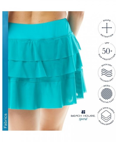 Athletic Swim Skort — Ruffled Bikini Bottom Swimsuit Skirt, Mesh Tiers, Cadence Aloha Jade 351 $12.99 Swimsuits