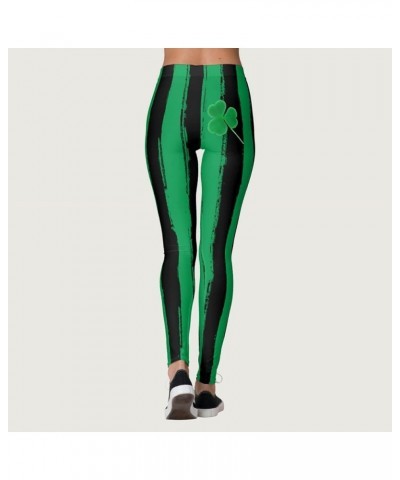 Womens Printed Leggings High Waisted St Patricks Cute Clover Tights Tummy Control Stretch Yoga Pants Slimming Bottoms I13-gre...