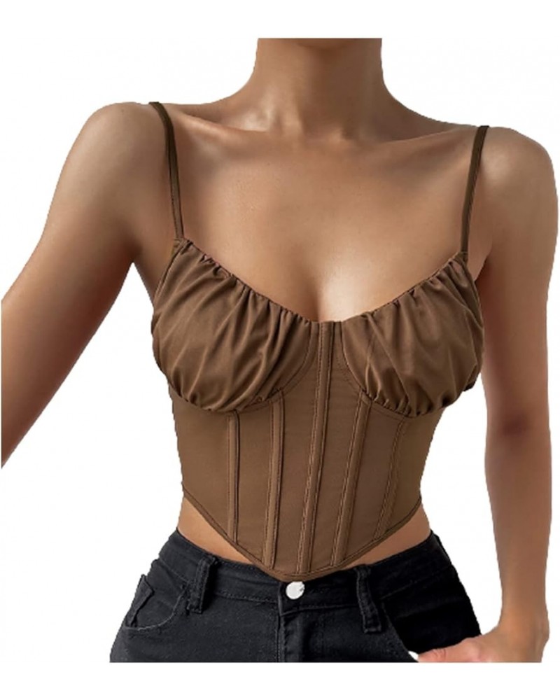 Women Sexy Crop Tops Summer Sleeve Snakeskin Print Camisole Casual Wrap Chest Spaghetti Straps Cami Tank Tops 3*coffee $6.59 ...