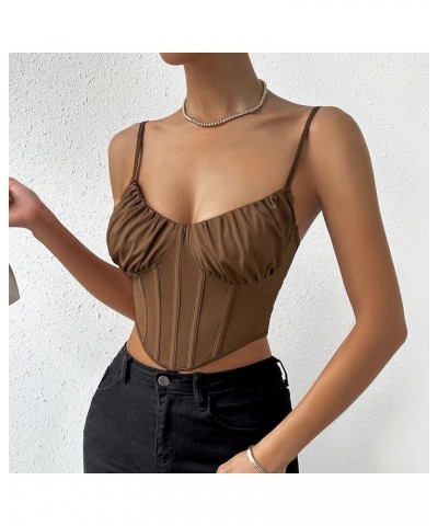 Women Sexy Crop Tops Summer Sleeve Snakeskin Print Camisole Casual Wrap Chest Spaghetti Straps Cami Tank Tops 3*coffee $6.59 ...