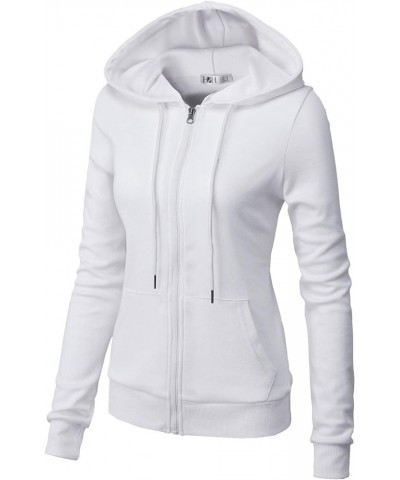 Women's Slim Fit Zip Up & Pullover Hoodie Lightweight Long Sleeve Kangaroo Pocket Basic Casual Sweatshirt Cwohol030-white $17...