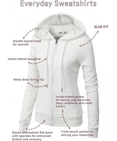 Women's Slim Fit Zip Up & Pullover Hoodie Lightweight Long Sleeve Kangaroo Pocket Basic Casual Sweatshirt Cwohol030-white $17...