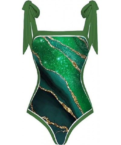 Plus Size Swimsuit for Women Casual One Piece Bathing Suits Bikini Ties Swimsuits Fashion Pretty Print Tankini Set 05 Green $...