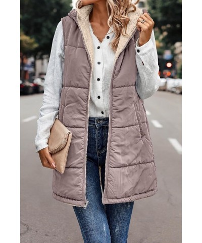 Womens Long Down Vest Full-Zip Hooded Sleeveless Down Jacket Coat Warm Winter Outdoor Puffer Quilted Vest Outerwear Z-pink $8...