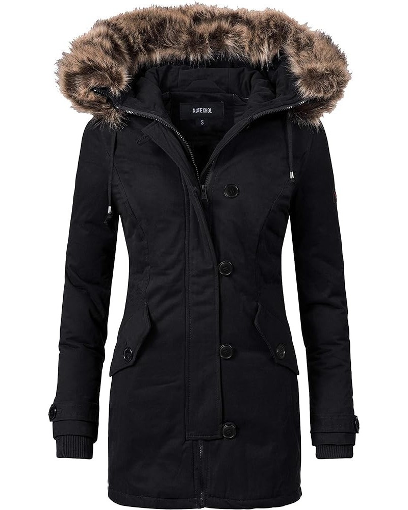 Women's Heavy Thicken Puffer Down Warm Parka Padded Winter Hooded Insulated Jacket Overcoat with Faux Fur Hood Black $34.85 J...