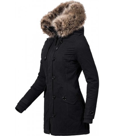 Women's Heavy Thicken Puffer Down Warm Parka Padded Winter Hooded Insulated Jacket Overcoat with Faux Fur Hood Black $34.85 J...