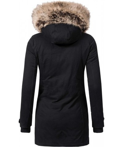 Women's Heavy Thicken Puffer Down Warm Parka Padded Winter Hooded Insulated Jacket Overcoat with Faux Fur Hood Black $34.85 J...