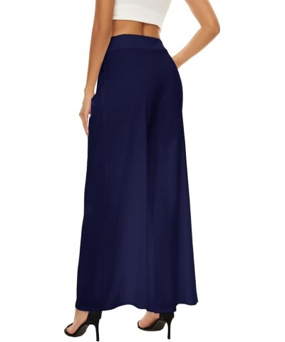 Wide Leg Pants for Women, Palazzo Pants for Women, Womens Casual Lounge Work Business High Waisted Flowy Pants New-navy Blue ...