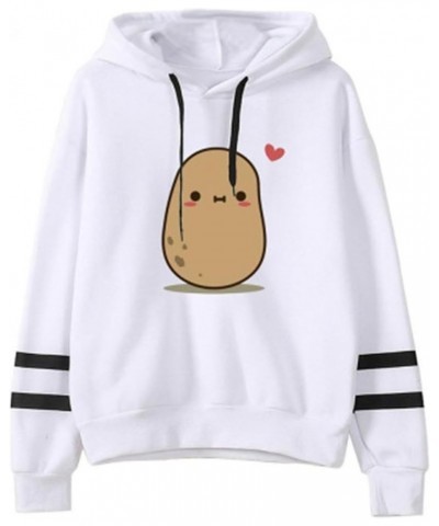 Womens Potato Graphic Drawstring Hooded Sweatshirt Casual Long Sleeve Pullover Lightweight Cozy Tops Fall White $7.19 Hoodies...