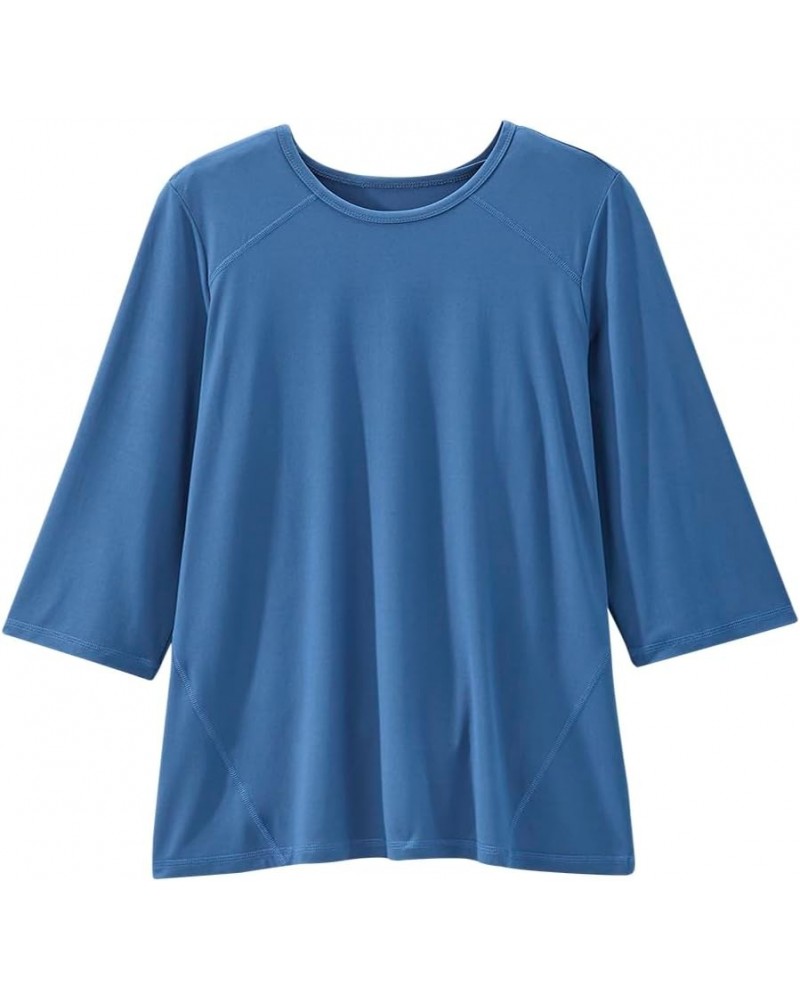 Women's Open Back Adaptive Active Crew Neck Top for Seniors - 3/4 Long Sleeve Shirt Cobalt Blue $14.27 T-Shirts