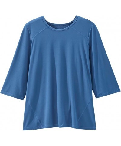 Women's Open Back Adaptive Active Crew Neck Top for Seniors - 3/4 Long Sleeve Shirt Cobalt Blue $14.27 T-Shirts