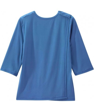 Women's Open Back Adaptive Active Crew Neck Top for Seniors - 3/4 Long Sleeve Shirt Cobalt Blue $14.27 T-Shirts