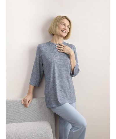 Women's Open Back Adaptive Active Crew Neck Top for Seniors - 3/4 Long Sleeve Shirt Cobalt Blue $14.27 T-Shirts