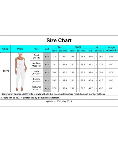 Women's Casual Adjustable Spaghetti Strap Jumpsuits Bodycon Sleeveless Long Pants Elegant Rompers with Pockets 0-271white $17...