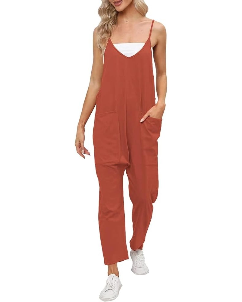 Jumpsuits for Women Casual Summer Rompers Dressy Women Loose Sleeveless Jumpsuits Adjustbale Spaghetti Strap Overalls S2-red ...