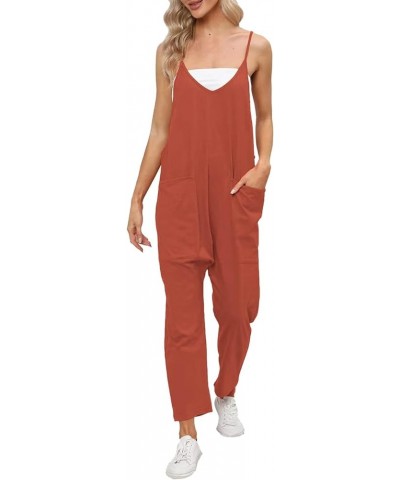 Jumpsuits for Women Casual Summer Rompers Dressy Women Loose Sleeveless Jumpsuits Adjustbale Spaghetti Strap Overalls S2-red ...